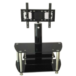 Crown Glass TV Stand with Bracket - Black
