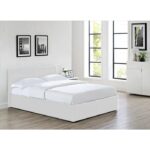 Modern Design Leather Upholstery Ottoman 4ft6 Double Bed - White