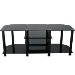 Berlin Large 3-Tier Black Glass TV Stand