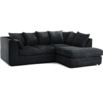 Morris L Shape Jumbo Cord 4 Seater Black Corner Sofa - Right Side