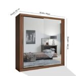 Hilton Mirror Sliding Door 90cm Wardrobe - Walnut