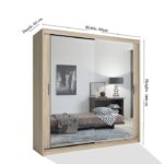 Hilton Mirror Sliding Door 90cm Wardrobe - Oak