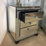 Diamond Glitz 3 Drawer Silver Mirrored Glass Bedside Table Cabinet