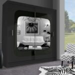 Virginia Mirror Sliding Door 150cm Wardrobe - Black