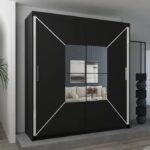 Norton Mirror Sliding Door 180cm Wardrobe - Black