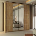 Tokyo Mirror Sliding Door 180cm Wardrobe - Oak