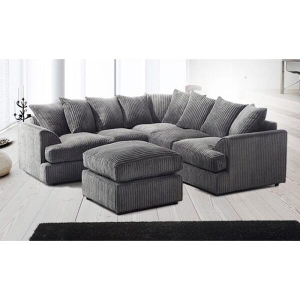 Liverpool Jumbo Cord Corner Sofa - Grey