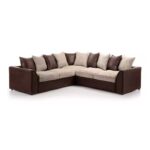 Luca Jumbo Cord Fabric 5 Seater Corner Sofa - Brown with Beige