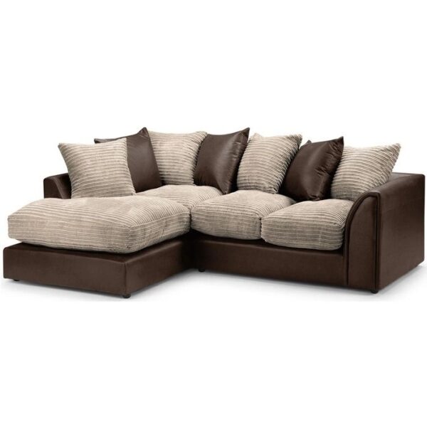 Luca Jumbo Cord Fabric Brown with Beige Corner Sofa - Left Side