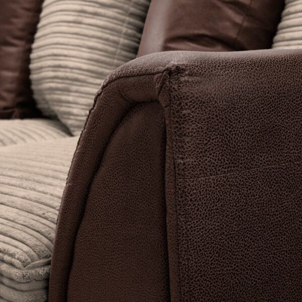 Luca Jumbo Cord Fabric 5 Seater Corner Sofa - Brown with Beige