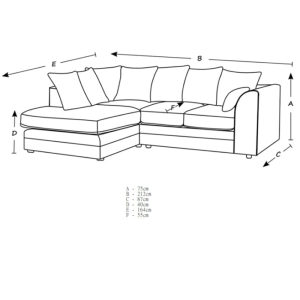 Luca Jumbo Cord Fabric Brown with Beige Corner Sofa - Right Side