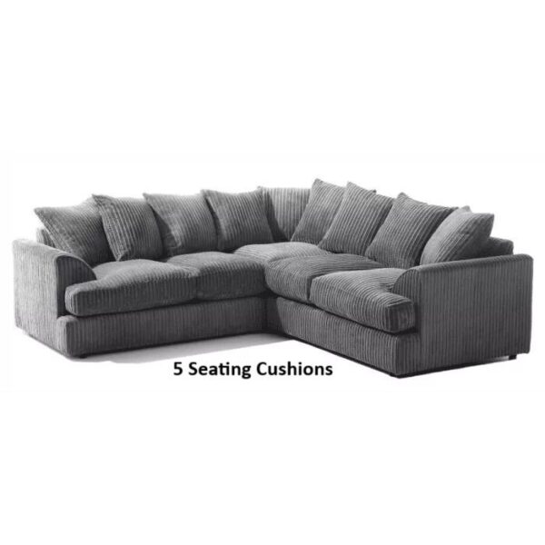 Liverpool Jumbo Cord Corner Sofa - Black